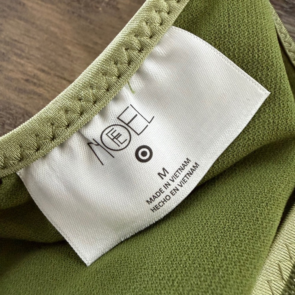 FE Noel Target Sage Green Metallic Shimmer High Leg One Piece Swimsuit Medium - Picture 4 of 4